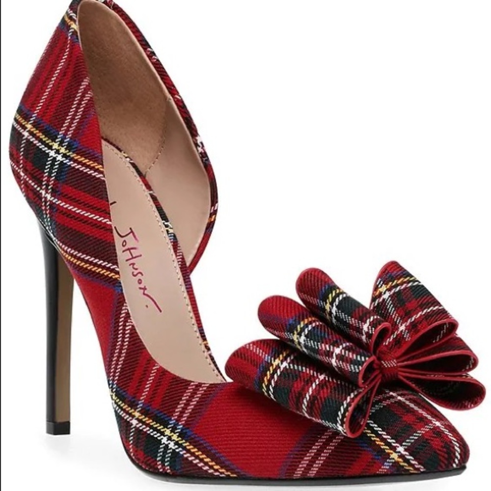 Betsey Johnson Prince Plaid Printed Bow Detail Pumps